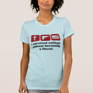 私は自由主義者にならないで大学を生き延びました Tシャツ