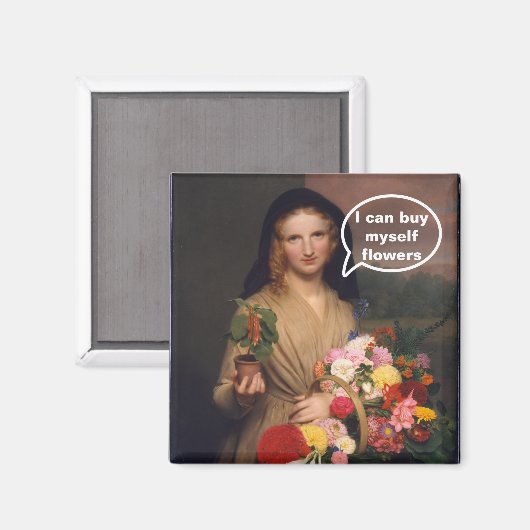 私は自買分の花を楽しむことがでおもしろいきる – ヴィンテージ磁石 マグネット (正面/裏面)