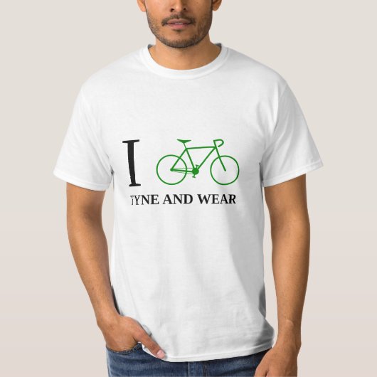 私は自転車に乗りますタインアンドウィア州(緑の自転車アイコン)を Tシャツ (正面)
