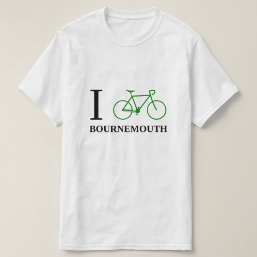 私は自転車に乗りますボーンマス(緑の自転車アイコン)を Tシャツ (デザイン正面)