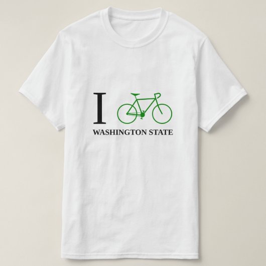 私は自転車に乗りますワシントン州(緑の自転車アイコン)を Tシャツ (デザイン正面)