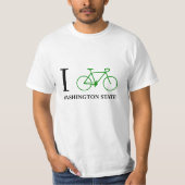 私は自転車に乗りますワシントン州(緑の自転車アイコン)を Tシャツ (正面)
