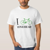 私は自転車に乗りますMINEHEAD (緑の自転車アイコン)を Tシャツ (正面)