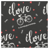 私は自転車乗りが大好きです。自転車の布。ハート.黒の色 ファブリック (クローズアップ)