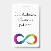 「私は自閉症だ、我慢して」ラニヤード バッジ (Back)