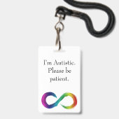 「私は自閉症だ、我慢して」ラニヤード バッジ (Back with Lanyard)