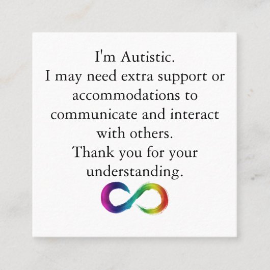 「私は自閉症だ」認識度 – 通信カード コーリングカード (正面)