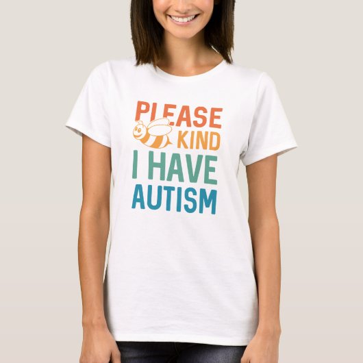 私は自閉症です Tシャツ (正面)