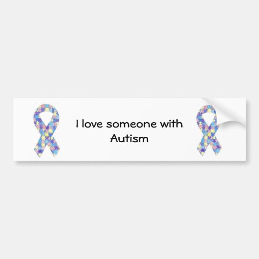 私は自閉症との誰かを愛します バンパーステッカー (正面)