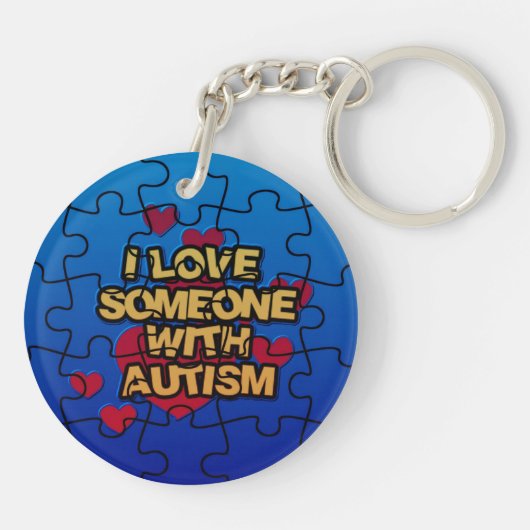 私は自閉症のアクリルのキーチェーンで人を愛している キーホルダー (裏面)