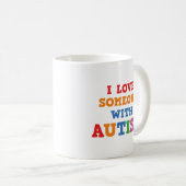 私は自閉症のコーヒーマグで人を愛している コーヒーマグカップ (正面右)