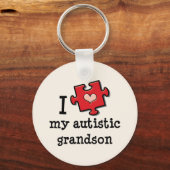 私は自閉症の孫キーチェーンが大好き キーホルダー (正面)