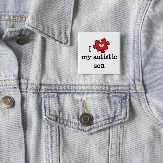 私は自閉症の息子のボタンが大好き 缶バッジ (インサイチュ)