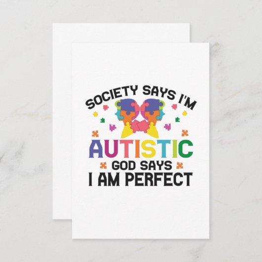 私は自閉症の神であると社会が言う私は完璧であると言う サンキューカード (正面/裏面)