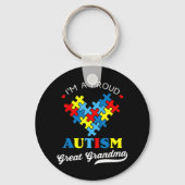私は自閉症の誇りを持ったおば素晴らしあちゃん – おばあちゃんに最適 キーホルダー (正面)