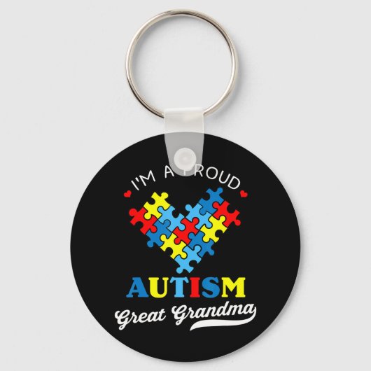 私は自閉症の誇りを持ったおば素晴らしあちゃん – おばあちゃんに最適 キーホルダー (正面)