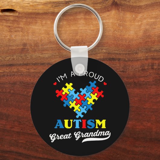 私は自閉症の誇りを持ったおば素晴らしあちゃん – おばあちゃんに最適 キーホルダー (正面)