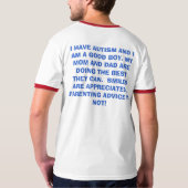 私は自閉症を経験し、よい男の子です。 私のお母さんおよびD… Tシャツ (裏面フル)