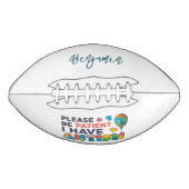 私は自閉症カラフルだパーソナライズされた アメリカンフットボール (正面)