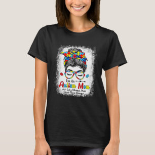 私は自閉症ママ自閉症の意識の日Messy Bun H Tシャツ