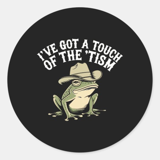 私は自閉症得カエルのTouchを持おもしろいっている ラウンドシール (正面)