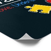 私は自閉症意識をサポート赤い黄色のパズル ポスター (角)