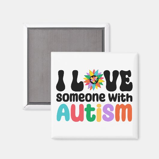 私は自閉症用マグネットで人を愛している マグネット (正面/裏面)
