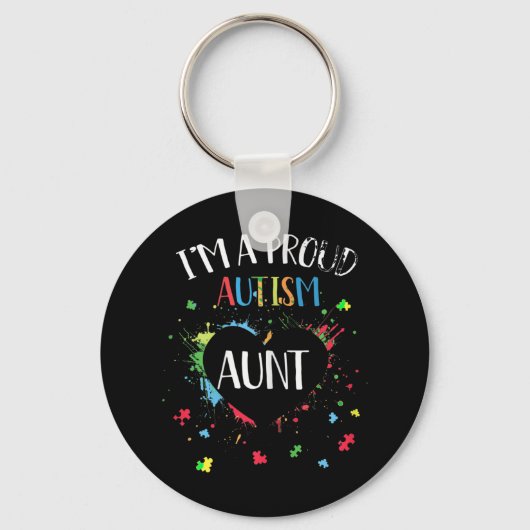私は自閉症誇りを持ったおばさん自閉症意識Tシャツf キーホルダー (正面)
