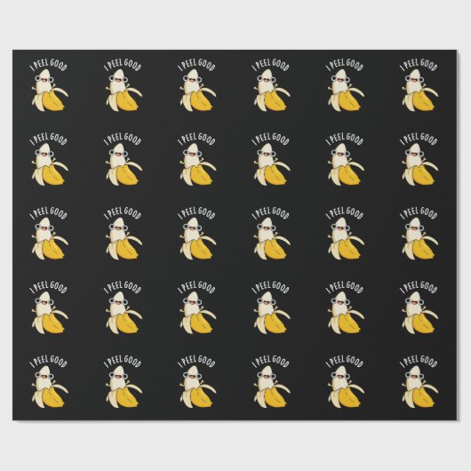 私は良いフルーツおもしろいバナナプリン黒いBGの皮をむく ラッピングペーパー (フラット)