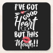 私は良い得ハートを持つがこの口 スクエアペーパーコースター (正面)