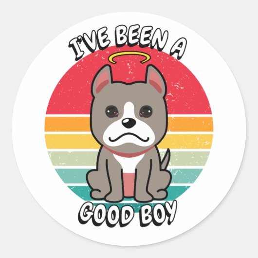 私は良い男の子だった – 灰色の犬 ラウンドシール (正面)
