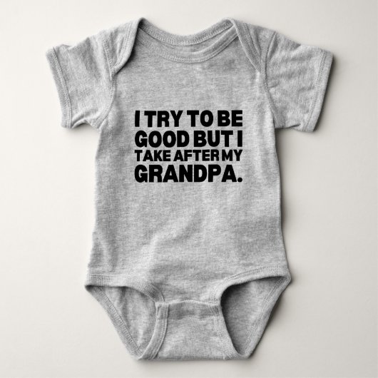 私は良くなろうとするが、おじいちゃんを追う ベビーボディスーツ (正面)