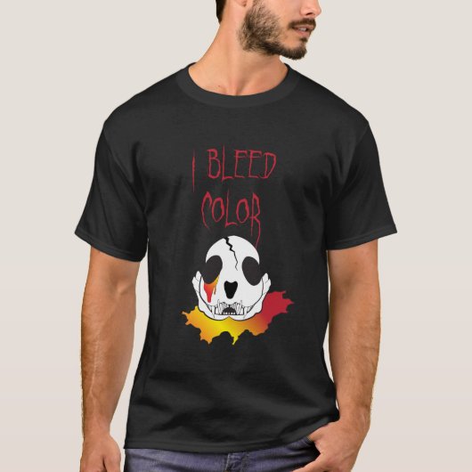 私は色のスカルのデザインを出血させます Tシャツ (正面)