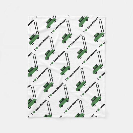 私は芝刈機を愛します フリースブランケット (正面)