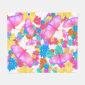 私は花が大好きだ。バタフライドリーム フリースブランケット (正面(横))