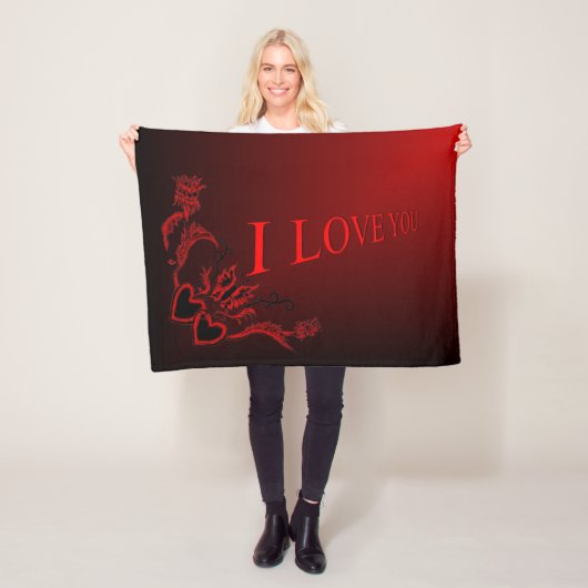 私は花と蝶とのハートあなたを愛する フリースブランケット (インサイチュ)