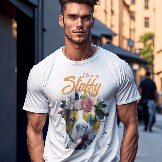 私は花の贈り物で私のステイフィーの犬が大好パーソナライズされたき Tシャツ