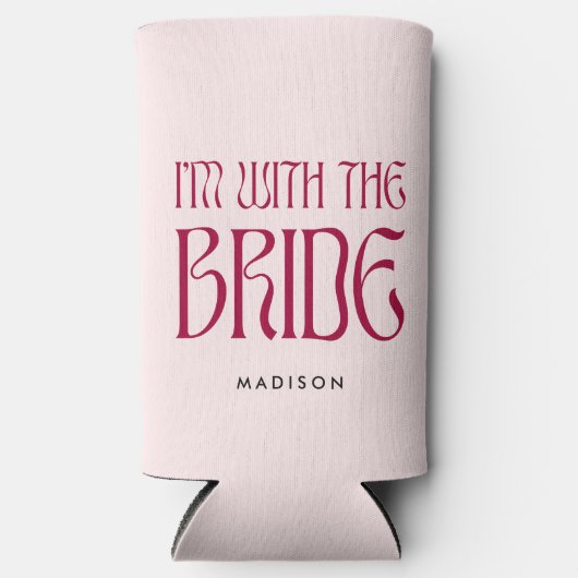 私は花嫁ピンク色のマゼンはっきりしたタバチェロレッテと一緒だ スリム缶クーラー (正面)