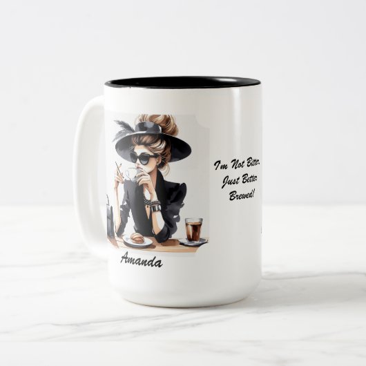 私は苦くない、ちょうど良いコーヒーのマグカップを醸造 ツートーンマグカップ (正面左)