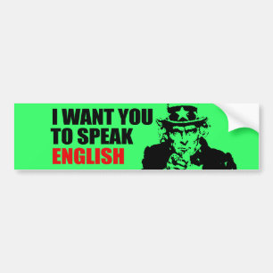 私は英語2を話してほしいです バンパーステッカー
