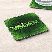 私は草の生えた書自然のテクスチャーでビーガンしている コースター (左側)