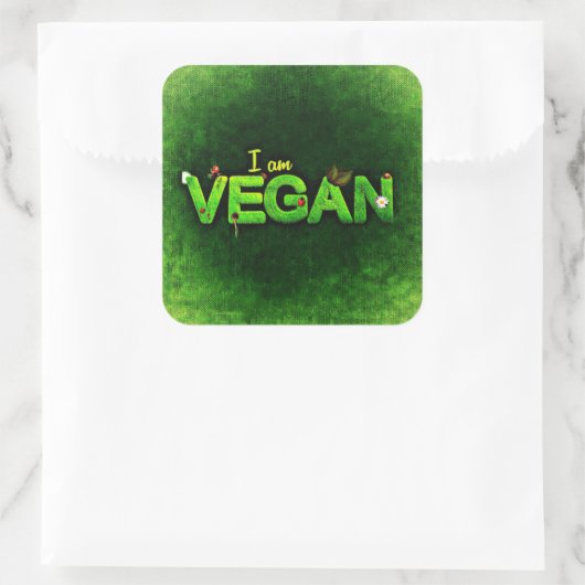 私は草の生えた書自然のテクスチャーでビーガンしている スクエアシール (バッグ)