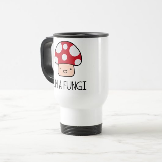 私は菌類のおもしろいの人のきのこです トラベルマグ (正面左)
