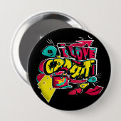 私は落書きアイズバケツ色の赤い黄色が大好き 缶バッジ (正面&裏面)