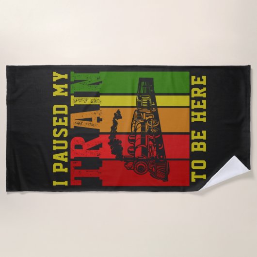 私は蒸気機関に行くために列車を止めた ビーチタオル (正面)