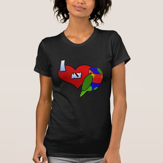 私は虹のLorikeetの私のTシャツを愛します Tシャツ (正面)