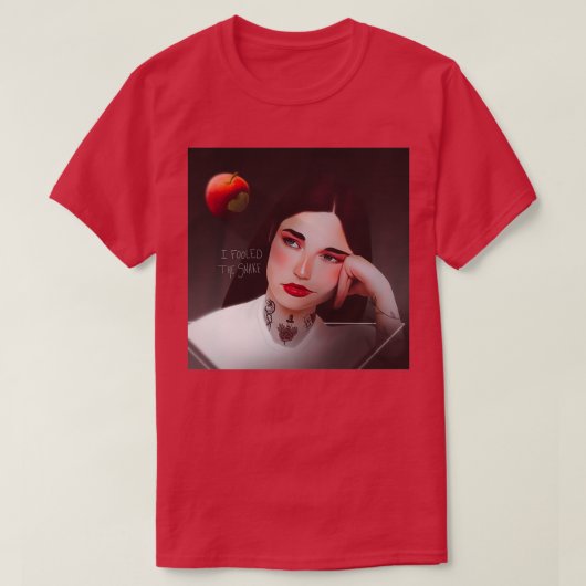 私は蛇のエヴァを騙した Tシャツ (デザイン正面)