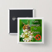 私は蜂アレルギー警告だ 缶バッジ (正面&裏面)