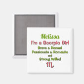 私は蠍座ガール〔占星術の〕十二宮図ピンクとグリーンの名前 マグネット (正面/裏面)