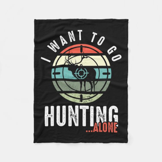 私は行きたい狩り一人の鹿狩り恋人狩り フリースブランケット (正面)